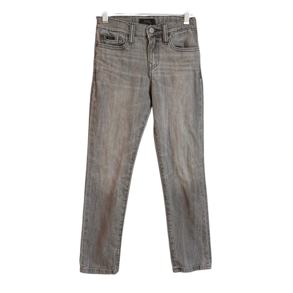 Polo Ralph Lauren The Eldridge Skinny Jeans Boys Size 8 Gray Wash Denim Logo